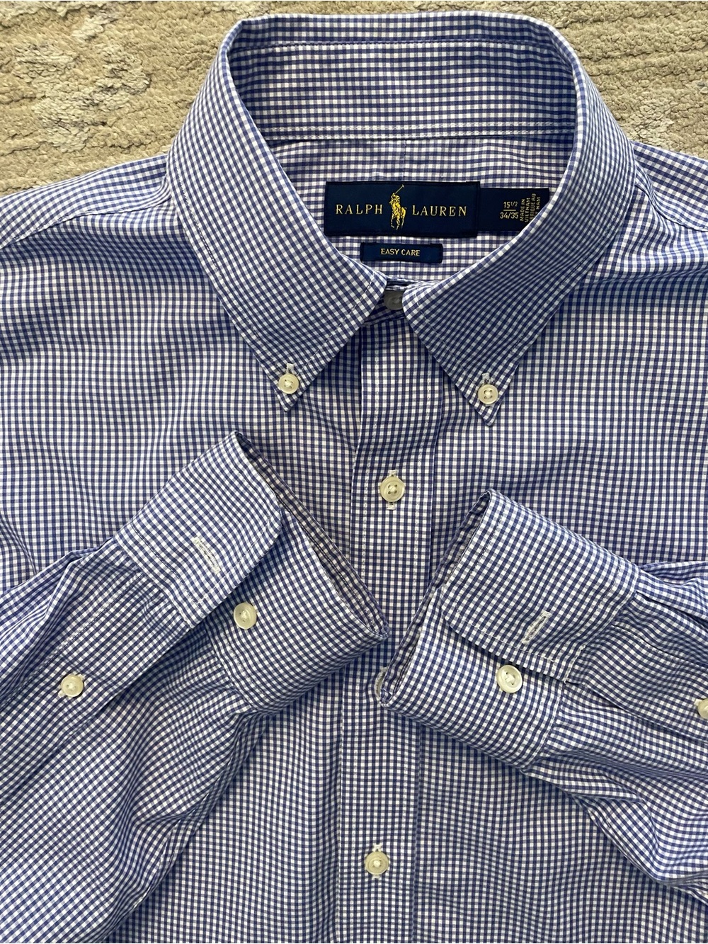 Ralph Lauren - all cotton Gingham pattern shirt Size 15.5” neck